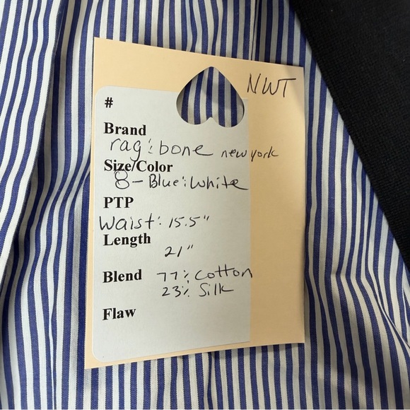 Rag & Bone Black and White Striped A-Line Skirt Size 8 - Picture 7 of 7